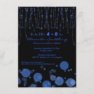 Elegant Blue Chains Birthday Party Invite Kaart