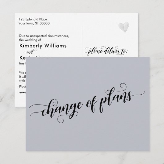 Elegant Blue Change of Plans Postponed Wedding Briefkaart (Voorkant / Achterkant)