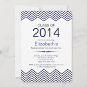 Elegant Blue Chevron Graduation Party Invitation Kaart (Voorkant)