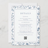 Elegant Blue Chinoiserie All in One Wedding Kaart (Achterkant)