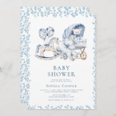 Elegant Blue Chinoiserie Boy Baby shower Kaart (Voorkant / Achterkant)