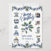 Elegant Blue Chinoiserie Christmas Feestdagenkaart (Voorkant)