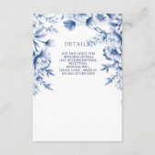 Elegant Blue Chinoiserie Floral Botanical Wedding Informatiekaartje (Voorkant)
