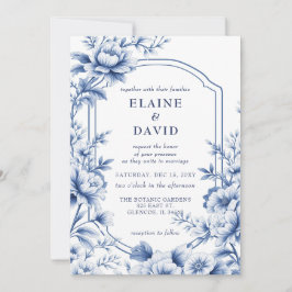 Elegant Blue Chinoiserie Floral Botanical Wedding Kaart