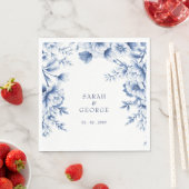 Elegant Blue Chinoiserie Floral Botanical Wedding Servet (Insitu)