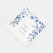 Elegant Blue Chinoiserie Floral Botanical Wedding Servet (Hoek)