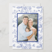 Elegant Blue Chinoiserie Floral Photo Wedding Save The Date (Achterkant)