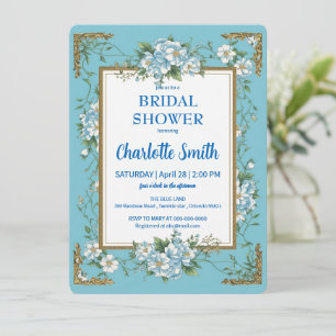 Elegant Blue Chinoiserie Floral vrijgezellenfeest Kaart