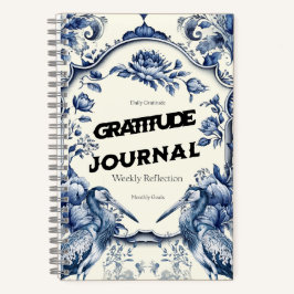 Elegant Blue Chinoiserie Gratitude Journal Hoesje Notitieboek