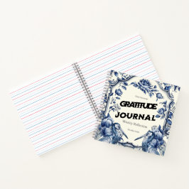 Elegant Blue Chinoiserie Gratitude Journal Hoesje Notitieboek