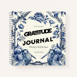 Elegant Blue Chinoiserie Gratitude Journal Hoesje Notitieboek