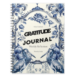 Elegant Blue Chinoiserie Gratitude Journal Hoesje Notitieboek