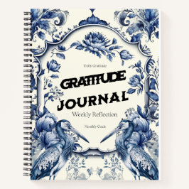 Elegant Blue Chinoiserie Gratitude Journal Hoesje Notitieboek