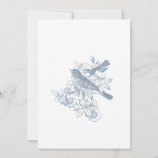 Elegant Blue Chinoiserie Nature Birds Bridal Tea Kaart (Achterkant)