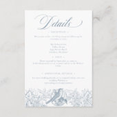 Elegant Blue Chinoiserie Nature & Birds Wedding Informatiekaartje (Voorkant)