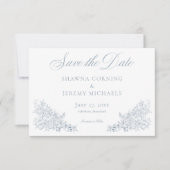 Elegant Blue Chinoiserie Nature & Birds Wedding Save The Date (Voorkant)