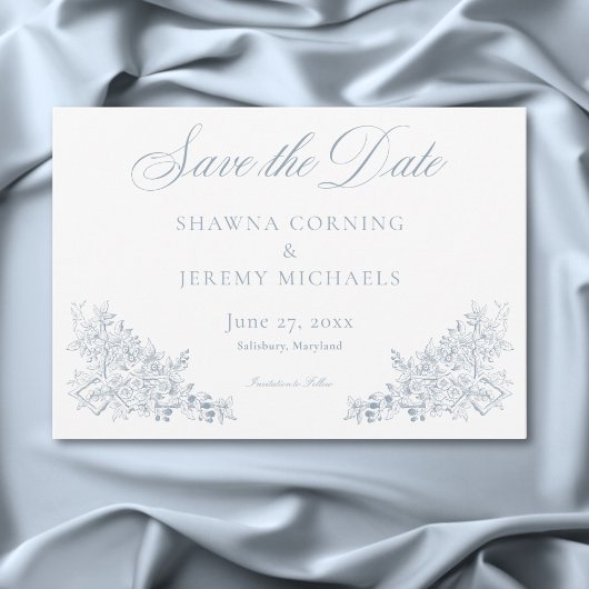 Elegant Blue Chinoiserie Nature & Birds Wedding Save The Date