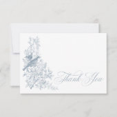 Elegant Blue Chinoiserie Natuur Birds Baby shower Bedankkaart (Voorkant)