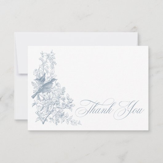 Elegant Blue Chinoiserie Natuur Birds Baby shower Bedankkaart (Voorkant)