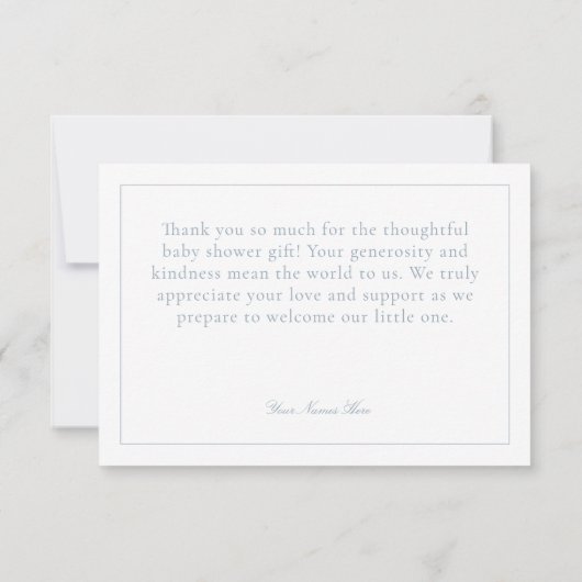 Elegant Blue Chinoiserie Natuur Birds Baby shower Bedankkaart (Achterkant)