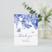 Elegant Blue Chinoiserie Vrijgezellenfeest Dank je Briefkaart (Staand voorkant)