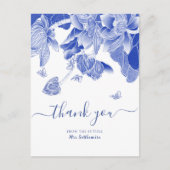 Elegant Blue Chinoiserie Vrijgezellenfeest Dank je Briefkaart (Voorkant)