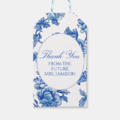 Elegant Blue Chinoiserie Vrijgezellenfeest Gift La Cadeaulabel (Voorkant)