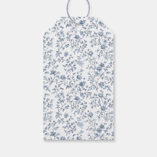 Elegant Blue Chinoiserie Wedding Cadeaulabel (Achterkant)