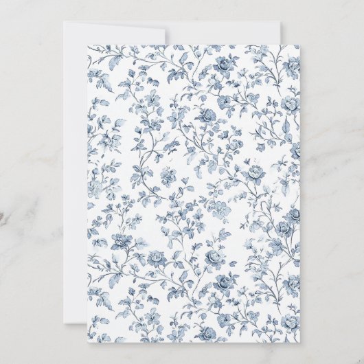 Elegant Blue Chinoiserie Wedding Kaart (Achterkant)