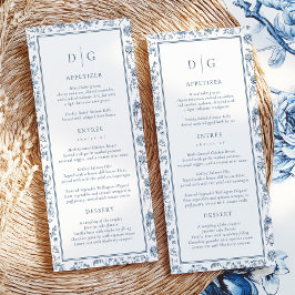 Elegant Blue Chinoiserie Wedding Menu