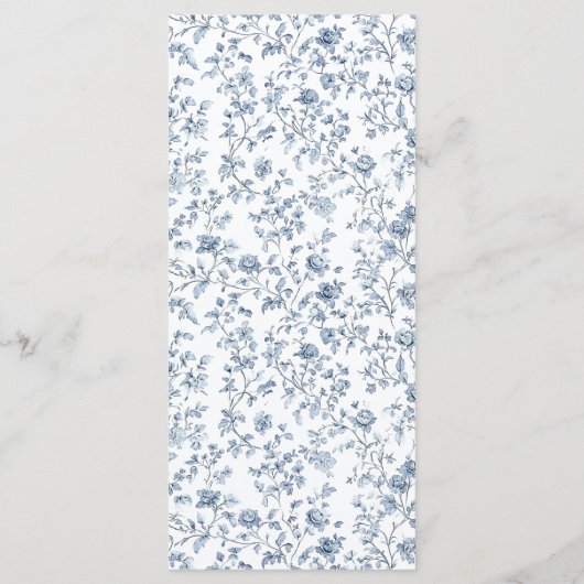 Elegant Blue Chinoiserie Wedding Menu (Achterkant)