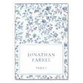 Elegant Blue Chinoiserie Wedding Place Cards Kaart (Voorkant)