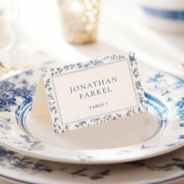 Elegant Blue Chinoiserie Wedding Place Cards Kaart