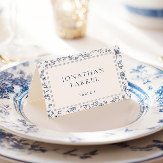 Elegant Blue Chinoiserie Wedding Place Cards Kaart
