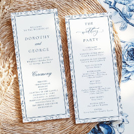 Elegant Blue Chinoiserie Wedding Program Kaart