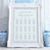 Elegant Blue Chinoiserie Wedding Seating Chart Poster