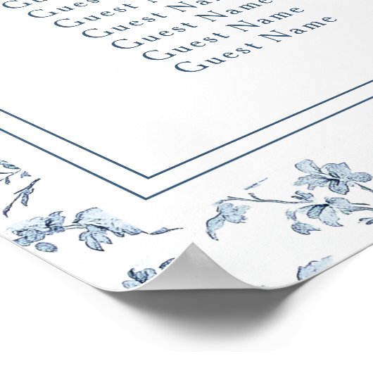 Elegant Blue Chinoiserie Wedding Seating Chart Poster (Hoek)