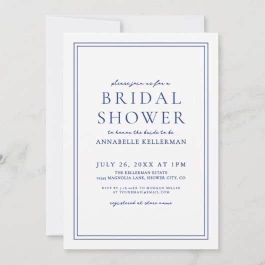 Elegant Blue Chinoserie Bird Floral Vrijgezellenfe Kaart (Voorkant)