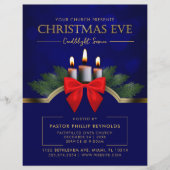 Elegant Blue Christmas Eve Candlelight Church Flyer (Voorkant)