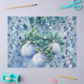 Elegant Blue Christmas Floral Balls Decoupage Tissuepapier (Craft)