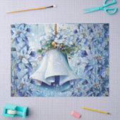 Elegant Blue Christmas Floral Bells Decoupage Tissuepapier (Craft)