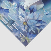 Elegant Blue Christmas Floral Bells Decoupage Tissuepapier (Detail)