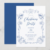 Elegant Blue Christmas Party Invitation Kaart (Voorkant / Achterkant)