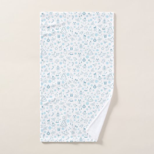 Elegant Blue  Christmas Pattern  Bad Handdoek (Handdoek)