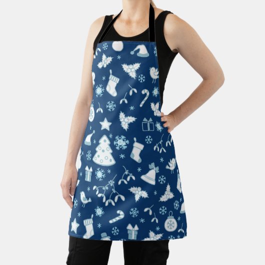 Elegant Blue Christmas Pattern Schort (Insitu)