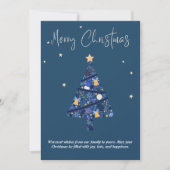 Elegant Blue Christmas Tree Holiday Kaart Design (Voorkant)