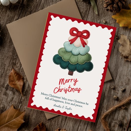 Elegant blue christmas tree personalized feestdagenkaart