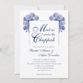 Elegant Blue Chuppah  Floral Joods huwelijk Kaart (Voorkant)