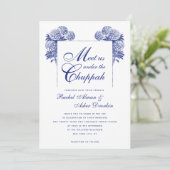 Elegant Blue Chuppah  Floral Joods huwelijk Kaart (Staand voorkant)