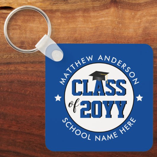Elegant Blue Class of 2021 Afstuderen Afstuderen Sleutelhanger (Voorkant)